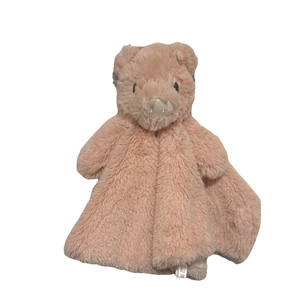 NWT Baby Pink Pig Lovey Rattle Plush Security Blanket Comfort Toy Gift | Oobles